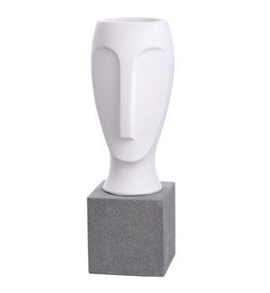 RAPU STATUE- LARGE | Frosted White Finish on Resin with Gray Base