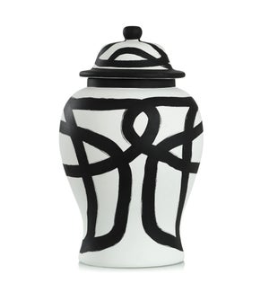 GINGER JAR- MEDIUM | Black and White Finish on Ceramic