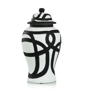 GINGER JAR- SMALL | Black and White Finish on Ceramic