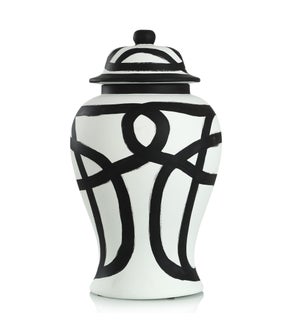 GINGER JAR- LARGE | Black and White Finish on Ceramic