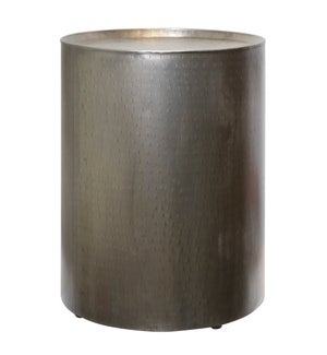 PALA END TABLE- PEWTER | Distressed Pewter Finish on Hammered Metal