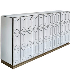 WATERFORD SIDEBOARD | Beveled Mirror with Champagne Finish | 4 Door