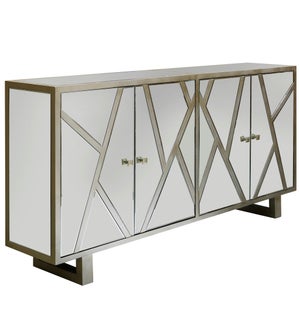 WEXFORD SIDEBOARD | Beveled Mirror with Champagne Finish | 4 Door