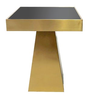 BRYANT END TABLE | Brushed Gold Finish on Metal with Black Glass Top