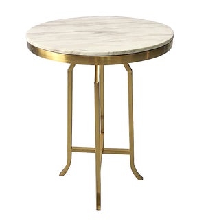 FILLMORE BAR TABLE | Brushed Gold Finish on Metal with Veneer Marble Top