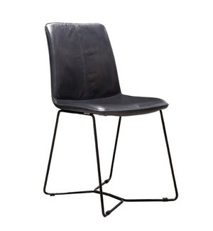 Tyler Dining Chair | Black Leather on Metal Frame