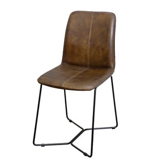 TYLER DINING CHAIR  | Brown Leather on Metal Frame