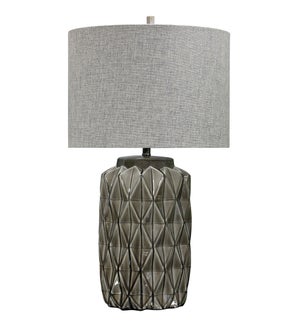 ALTON TABLE LAMP | Gray Finish on Ceramic Body | Hardback Shade | 150 Watt