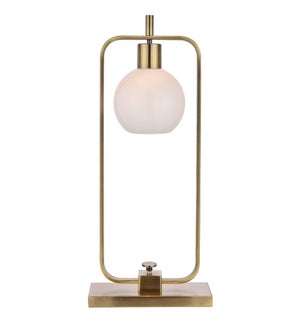 CROSBY TABLE LAMP- BRASS | Antique Brass Finish on Metal Body | Opal Glass Shade | 25 Watt