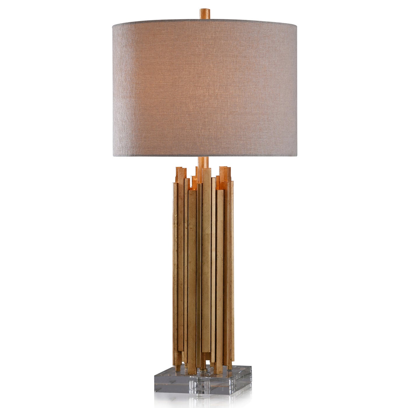 Slim Antique Brass Table Lamp With Metal Shade
