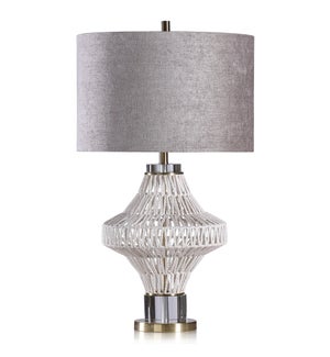 CHARLOTTE TABLE LAMP | Natural Finish on Rope Body with Gold Finish on Metal and Crystal Base | Hard