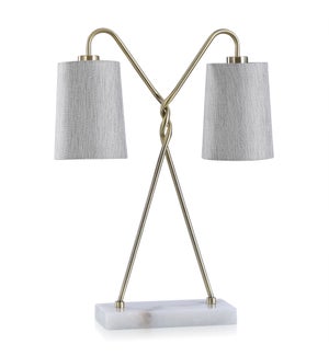HUME TABLE LAMP |Brass Finish on Metal Body with Marble Base | Hardback Shades