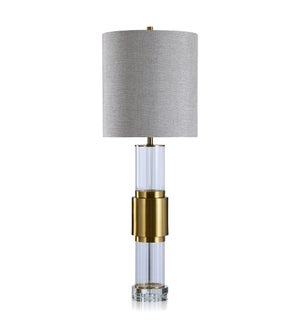 WHITLAM TABLE LAMP | Brass Finish on Metal and Crystal Body | Hardback Shade