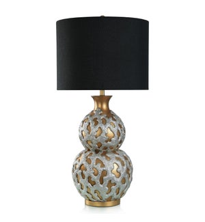 REEF TABLE LAMP | Gold and Silver Finish on Resin Body | Hardback Shade