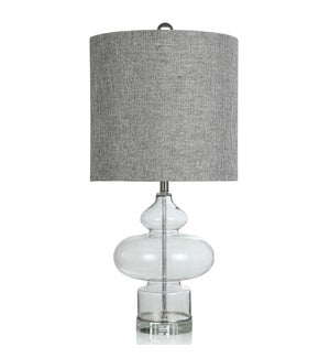 BOULTON TABLE LAMP | Seeded Clear Glass Body with Crystal Base | Hardback Shade