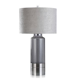 LUNA TABLE LAMP | Charcoal Finish on Glass with Pewter Metal Base | Hardback Shade