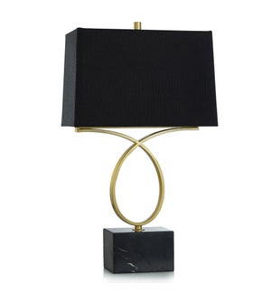 SAFFRON TABLE LAMPS | Brass Finish on Metal with Black Marble Base | Hardback Shade