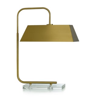 CACHE TABLE LAMP | Brass Finish on Metal Body with Crystal Base | Metal Shade