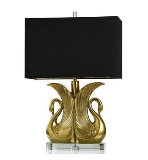 VOGEL TABLE LAMP | Antique Gold on Ceramic Body with Crystal Base | Hardback Shade