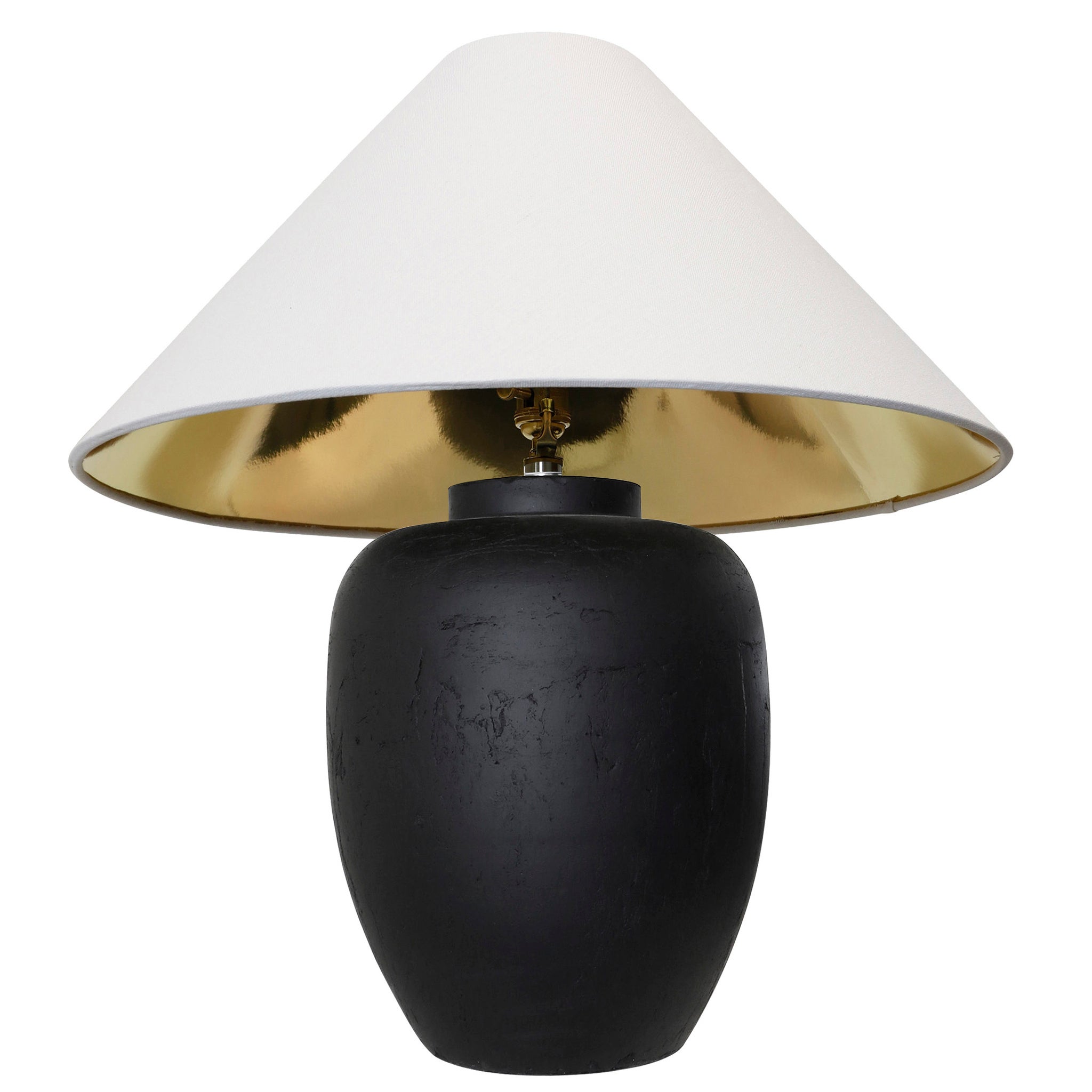 SABIAN TABLE LAMP | Matte Black Finish on Ceramic Body | Empire Gold Lined  Hardback Shade - all lighting | Harpu0026Finial