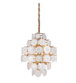 ISLA CHANDELIER | Frosted Glass Disks with Gold Finished Metal -