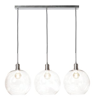 LUCA NICKEL CHANDELIER- SMALL | Clear Glass Globes with Nickel Finished Metal | Adjustable up to 120