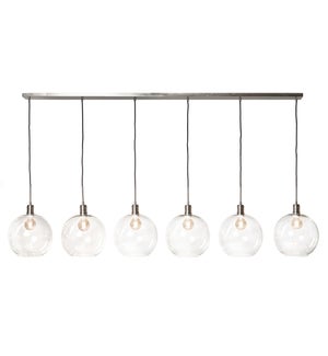 LUCA NICKEL CHANDELIER- LARGE | Clear Glass Globes with Nickel Finished Metal