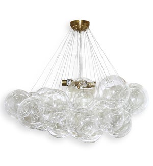 HAGEN CHANDELIER | Clear Glass Globes with Antique Brass Finished Metal