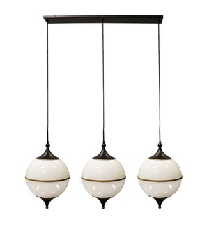 BENEDICT CHANDELIER | Milk Glass Globes with Brass and Black Finished Metal