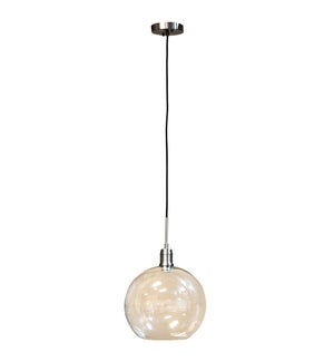 LUCA NICKEL PENDANT- SINGLE | Adjustable Level Clear Glass Globes with Nickel Finished Metal
