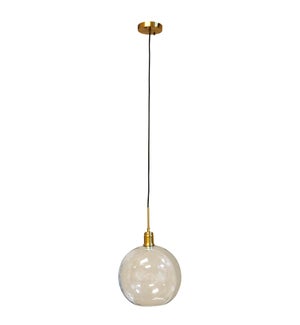 LUCA BRASS PENDANT- SINGLE | Adjustable Level Clear Glass Globes with Brass Finished Metal