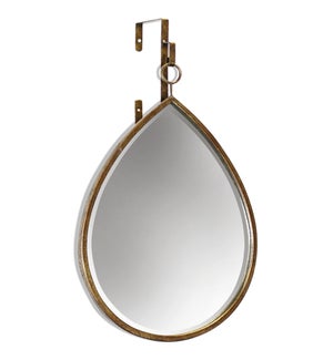 HAILE MIRROR- TEARDROP | Antique Gold Finish on Metal Frame | Plain Glass Beveled Mirror