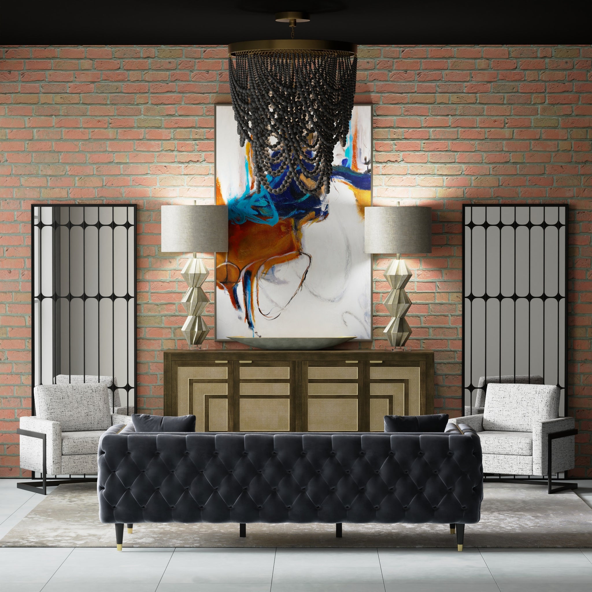 SWINDELL FLOOR MIRROR | Matte Black Finish on Metal Frame | Plain