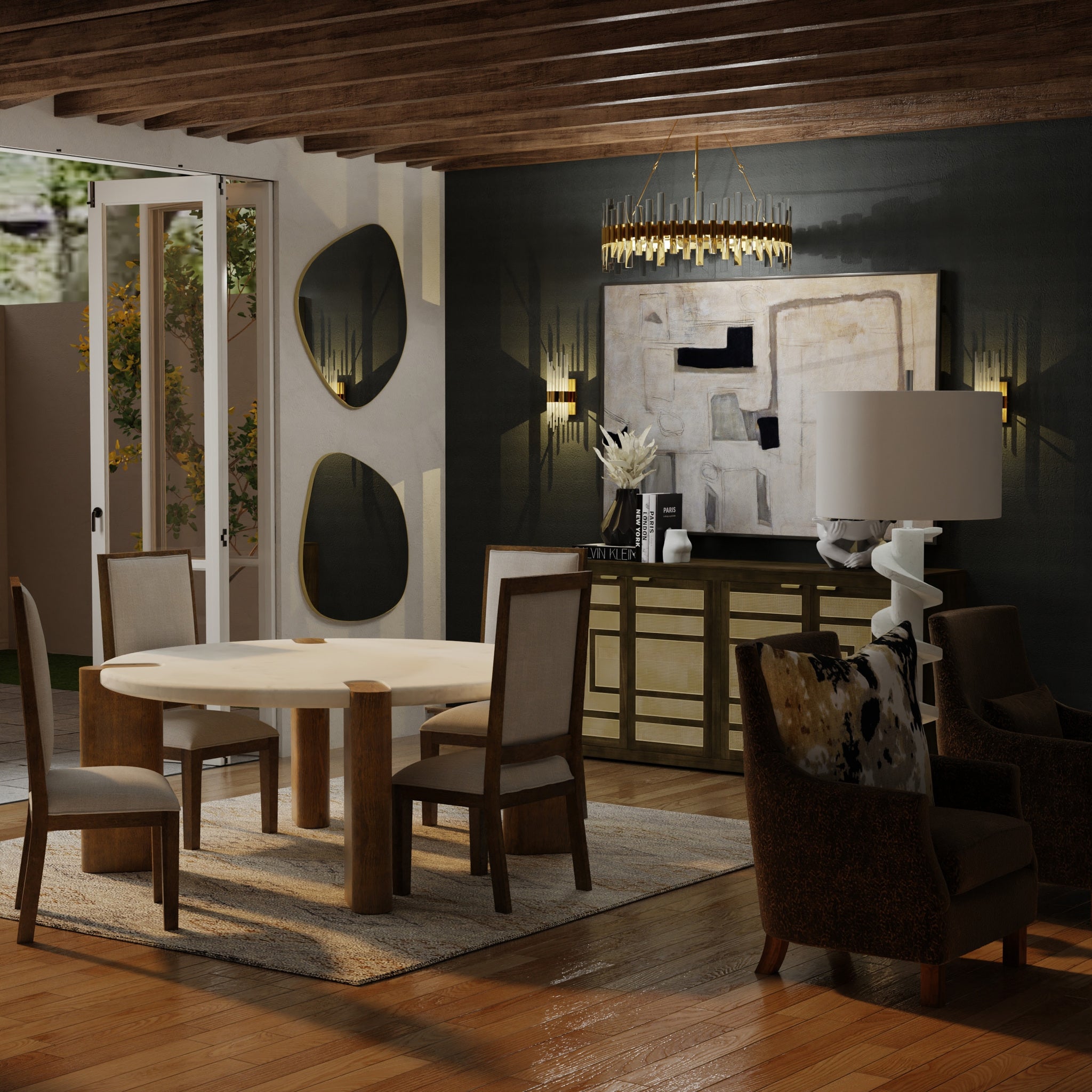 MEZA MIRROR- BRASS | Polished Brass Finish on Steel Frame| Plain
