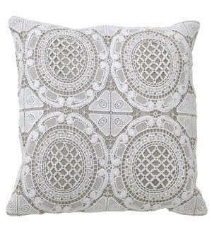 WESTON PILLOW- IVORY | Lace on Cotton | Down Feather Insert