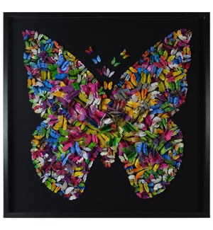PAPILLON FRAMED ART | Paper Butterfly Art | 2.5 inch Black Shadowbox Frame