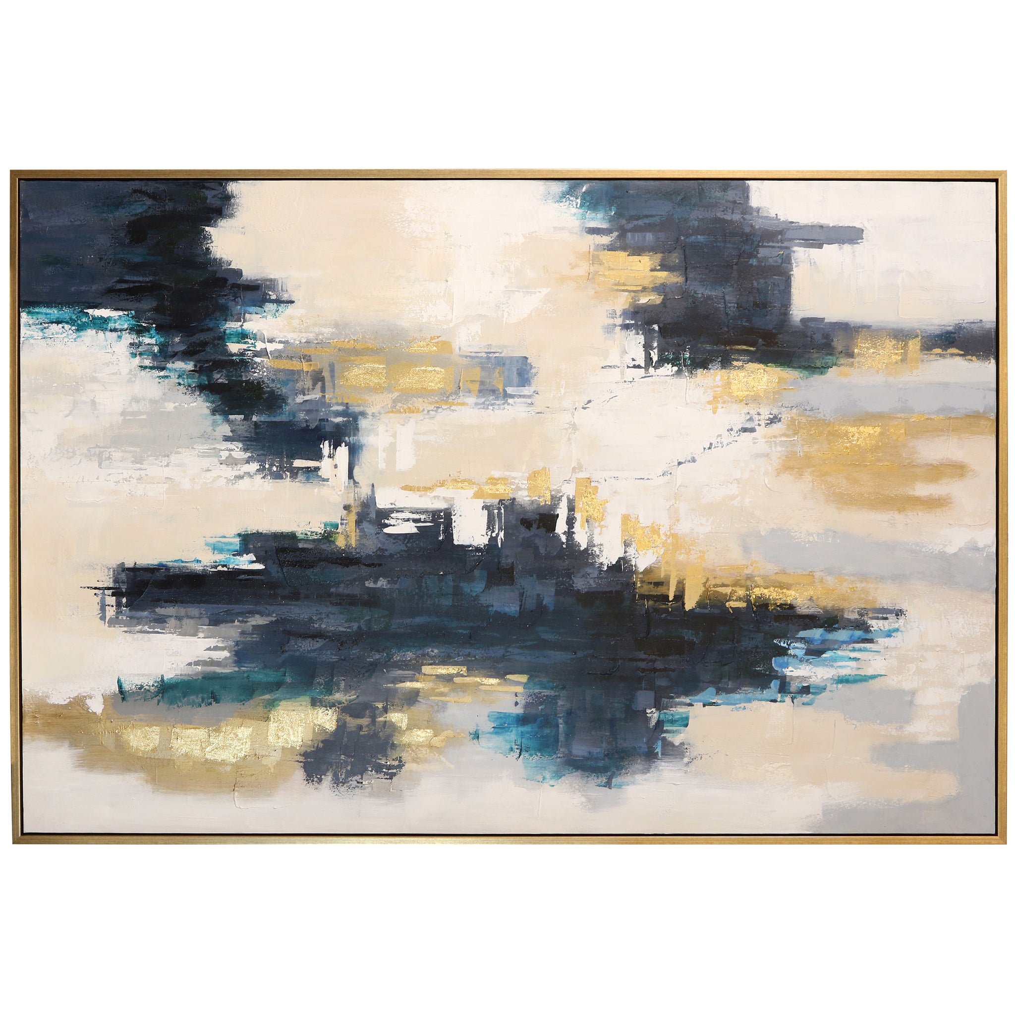 AZURE FRAMED ART | Hand Painted Abstract | 1.5 inch Frame - new