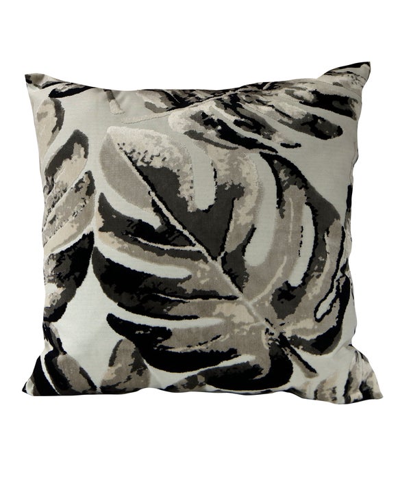 Gray Leaf Pillow Gray/Black 22x22