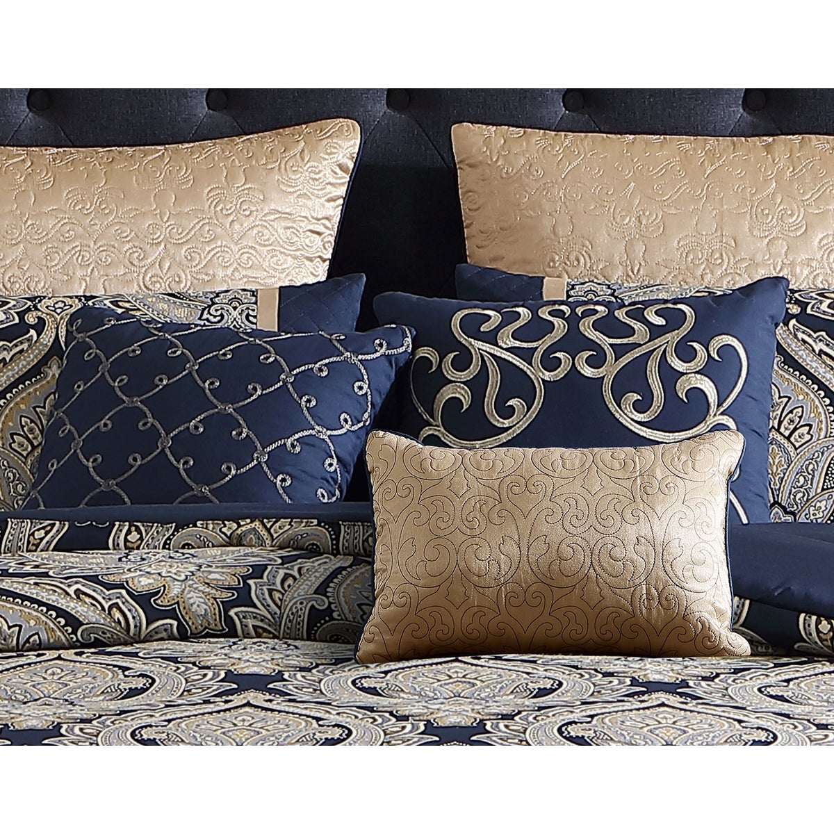 Bevan 9 pc Queen Comforter Set Navy