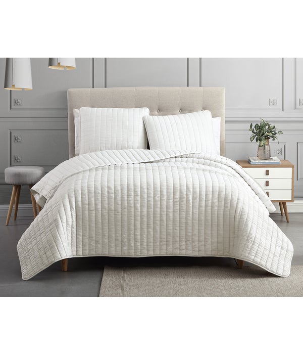 Mansfield 3PC F/Q Ivory Crinkle Coverlet
