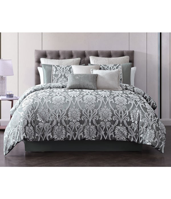 Domauri 9 pc Queen Comforter Set  Gray