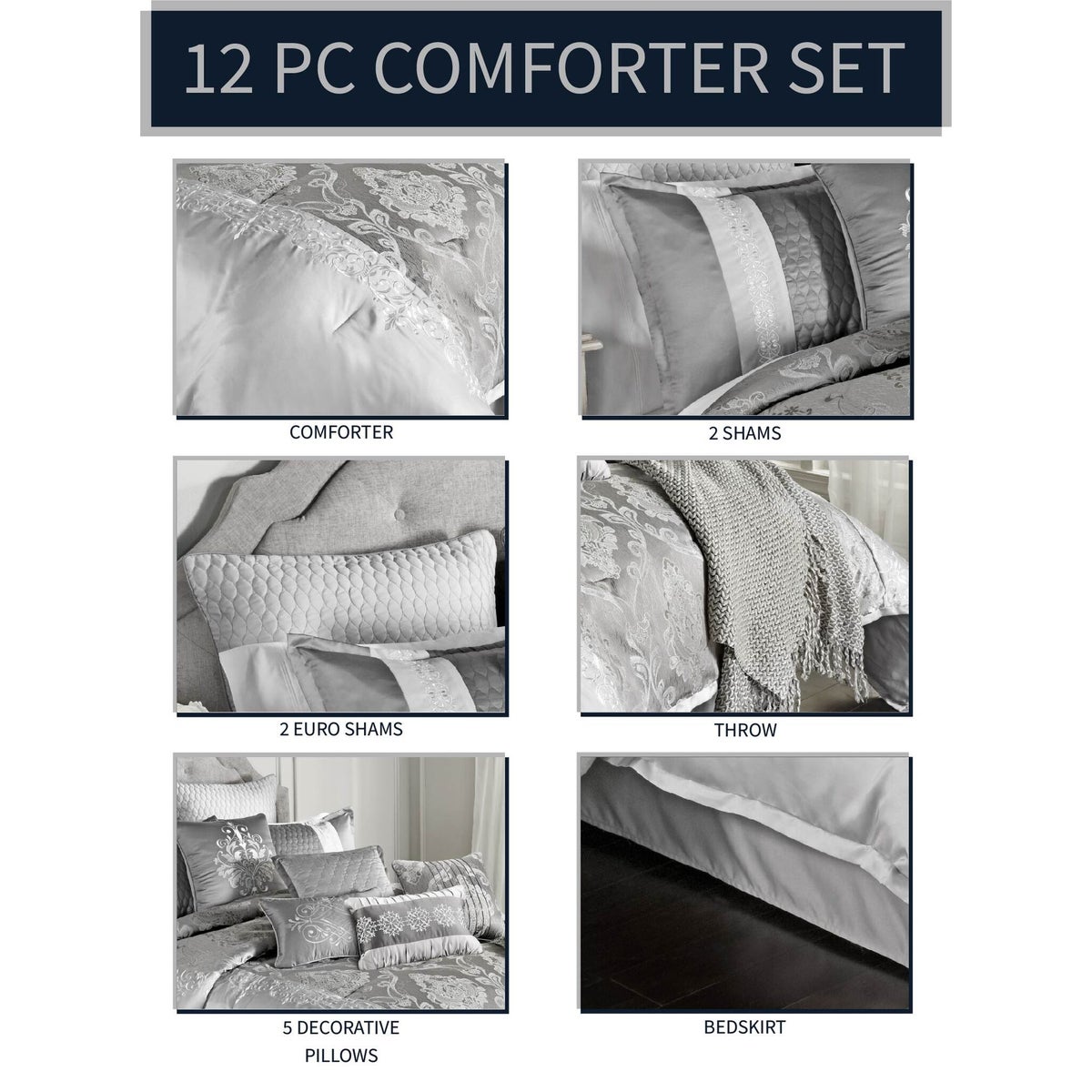 Kadin 12 pc Queen Comforter Set