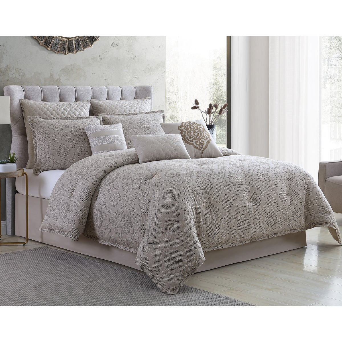 Kearney Damask 9 pc Queen Comforter Set