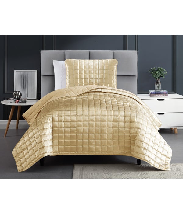 Luxe 2PC Twin Gold Coverlet Set