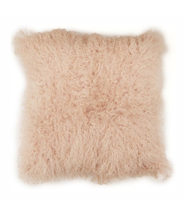 Mongolian Lamb Fur Pillow Blush