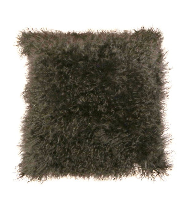 Mongolian Lamb Fur Cushion Cover Gray