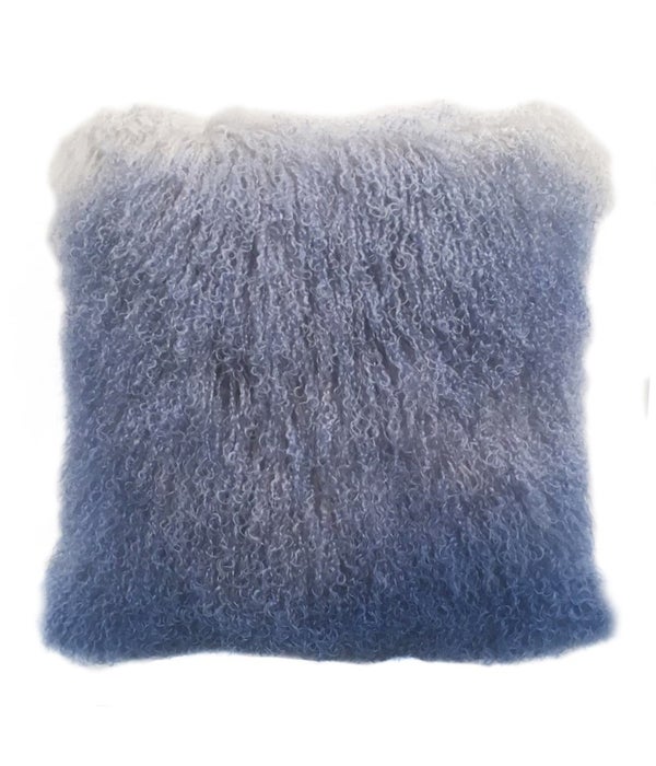Mongolian Lamb Fur Cushion Gray-Blue