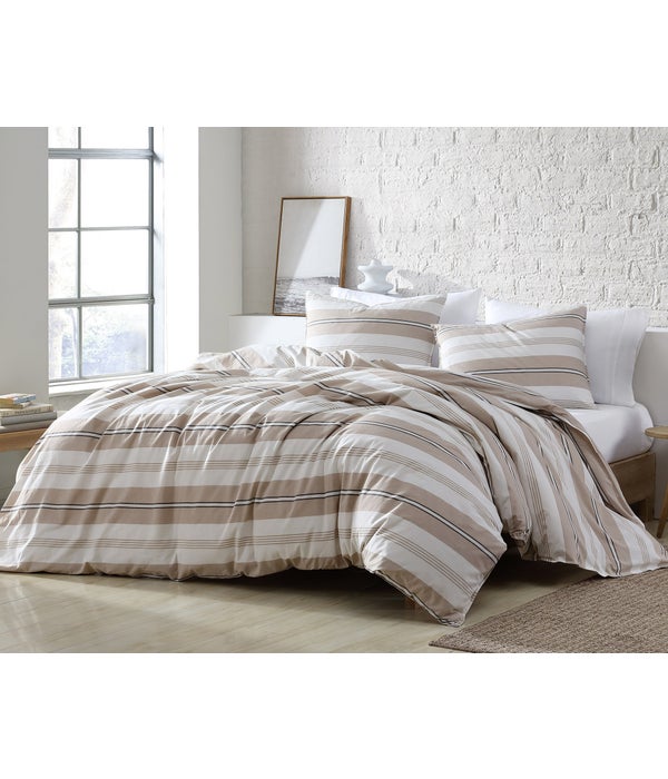 Oliver Neutral Stripe 3 pc Queen Comforter Set