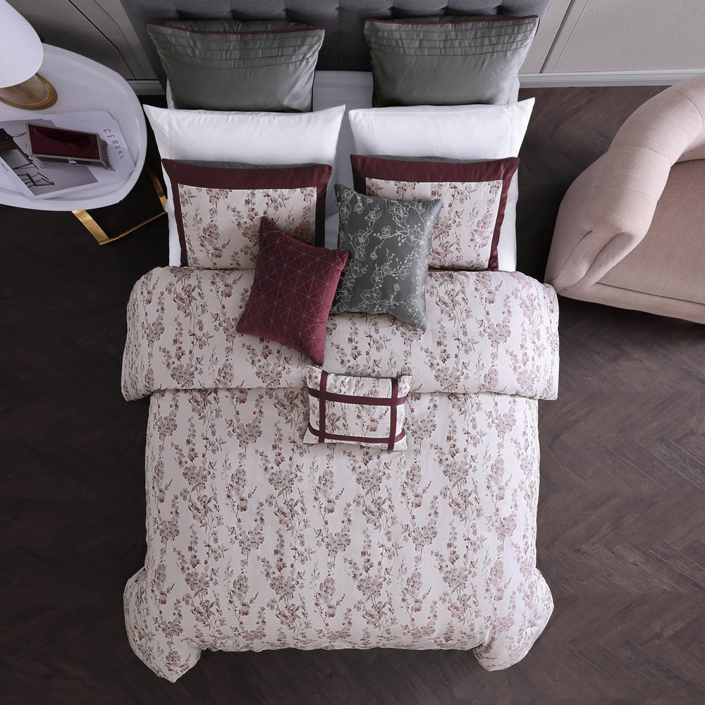 Hallmart Collectibles Bedroom Odina 9 PC Queen Comforter Set Burgundy 84175  - Osmond Designs
