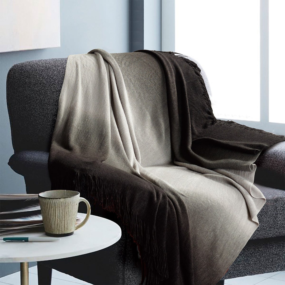 Ombre Charcoal Throw 50x60